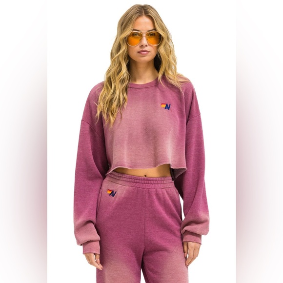 Aviator Nation Sweaters - Aviator Nation - ESSENTIAL CROPPED CREW SWEATSHIRT RELAXED